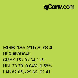 カラーコード: RGB 185 216.8 78.4 | qconv.com