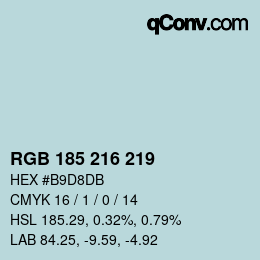 Código de color: RGB 185 216 219 | qconv.com