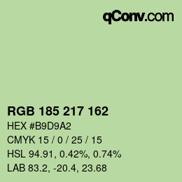 Color code: RGB 185 217 162 | qconv.com