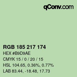 Color code: RGB 185 217 174 | qconv.com