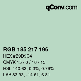 Color code: RGB 185 217 196 | qconv.com