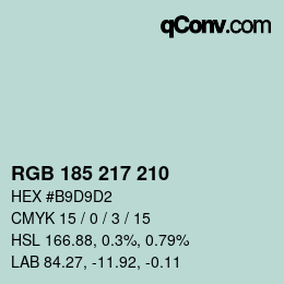 Color code: RGB 185 217 210 | qconv.com