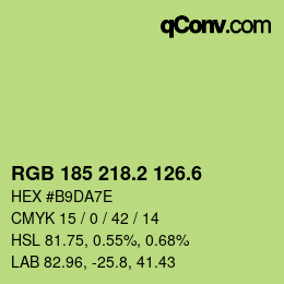 カラーコード: RGB 185 218.2 126.6 | qconv.com