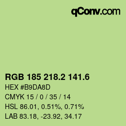 カラーコード: RGB 185 218.2 141.6 | qconv.com