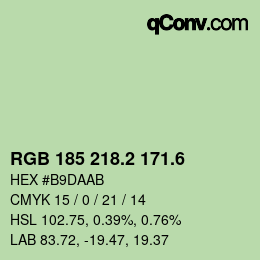 カラーコード: RGB 185 218.2 171.6 | qconv.com