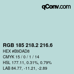 カラーコード: RGB 185 218.2 216.6 | qconv.com