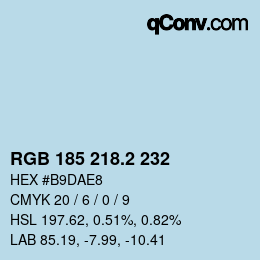 カラーコード: RGB 185 218.2 232 | qconv.com