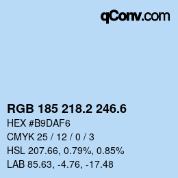 カラーコード: RGB 185 218.2 246.6 | qconv.com