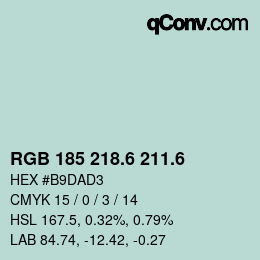 カラーコード: RGB 185 218.6 211.6 | qconv.com