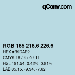 カラーコード: RGB 185 218.6 226.6 | qconv.com