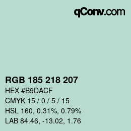 Color code: RGB 185 218 207 | qconv.com