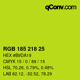 カラーコード: RGB 185 218 25 | qconv.com