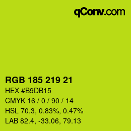 Color code: RGB 185 219 21 | qconv.com