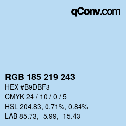 Color code: RGB 185 219 243 | qconv.com