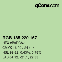 Color code: RGB 185 220 167 | qconv.com