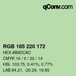 Color code: RGB 185 220 172 | qconv.com