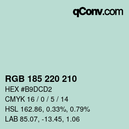 Color code: RGB 185 220 210 | qconv.com