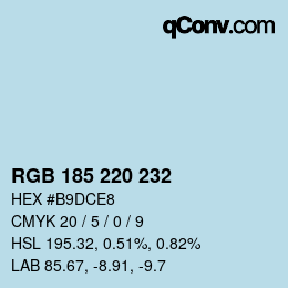 Color code: RGB 185 220 232 | qconv.com
