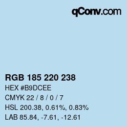 Color code: RGB 185 220 238 | qconv.com