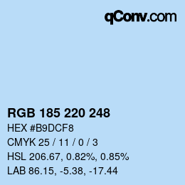 Color code: RGB 185 220 248 | qconv.com