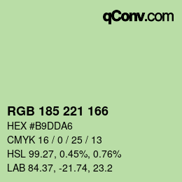 Color code: RGB 185 221 166 | qconv.com