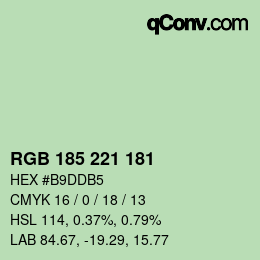 Color code: RGB 185 221 181 | qconv.com