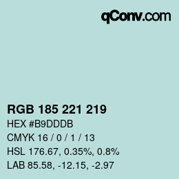 Color code: RGB 185 221 219 | qconv.com