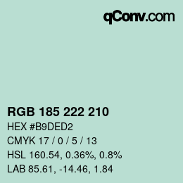 Color code: RGB 185 222 210 | qconv.com