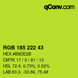 Color code: RGB 185 222 43 | qconv.com