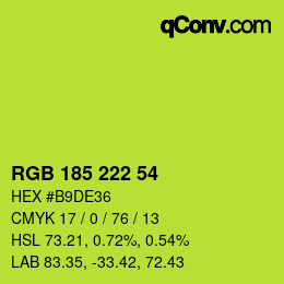 Color code: RGB 185 222 54 | qconv.com