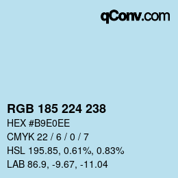Color code: RGB 185 224 238 | qconv.com