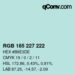 Color code: RGB 185 227 222 | qconv.com