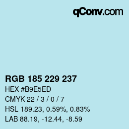 Color code: RGB 185 229 237 | qconv.com