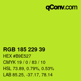 Color code: RGB 185 229 39 | qconv.com