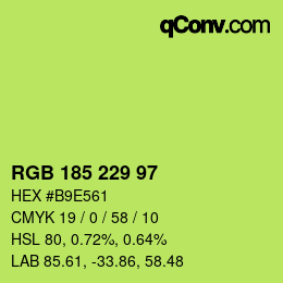 Color code: RGB 185 229 97 | qconv.com