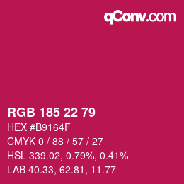 カラーコード: RGB 185 22 79 | qconv.com