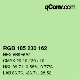 Color code: RGB 185 230 162 | qconv.com