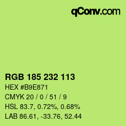 Color code: RGB 185 232 113 | qconv.com