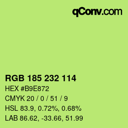Color code: RGB 185 232 114 | qconv.com