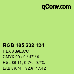 Color code: RGB 185 232 124 | qconv.com