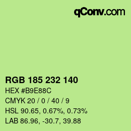 Color code: RGB 185 232 140 | qconv.com