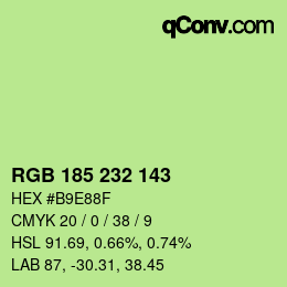 Color code: RGB 185 232 143 | qconv.com
