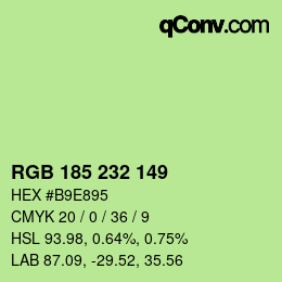 Color code: RGB 185 232 149 | qconv.com