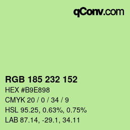 Color code: RGB 185 232 152 | qconv.com