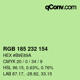 Color code: RGB 185 232 154 | qconv.com