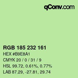 Color code: RGB 185 232 161 | qconv.com