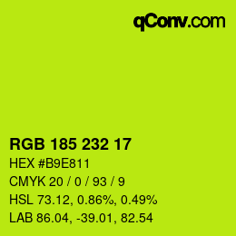 Color code: RGB 185 232 17 | qconv.com