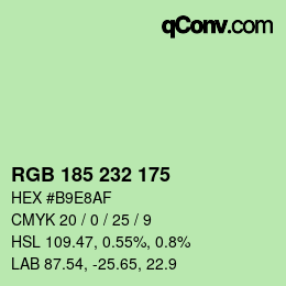 Color code: RGB 185 232 175 | qconv.com