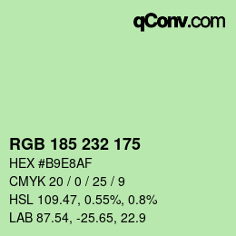 Color code: RGB 185 232 175 | qconv.com