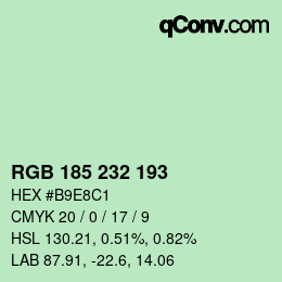 Color code: RGB 185 232 193 | qconv.com